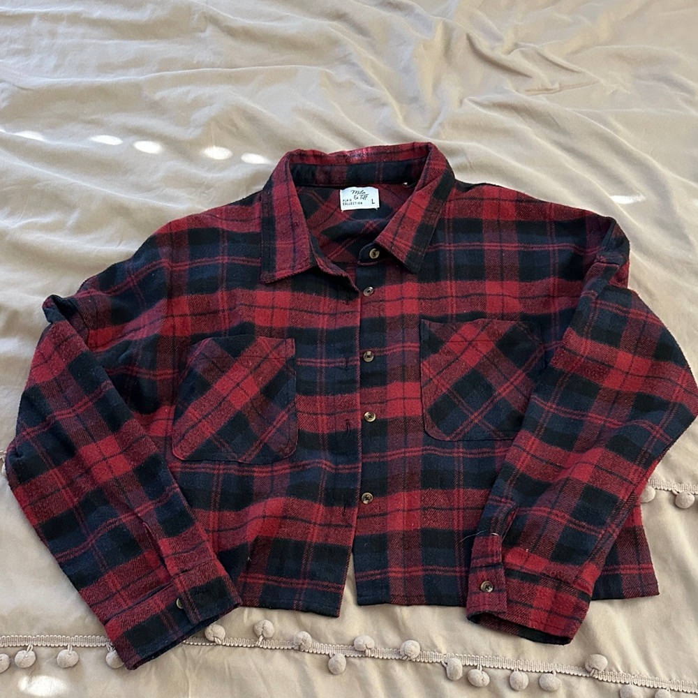 Plaid Button Down Shirt - Red and Black